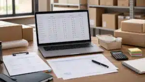 Realistic buyer review scene for compare Egyptian suppliers scorecard before importing