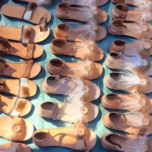 Real buyer review scene for footwear samples