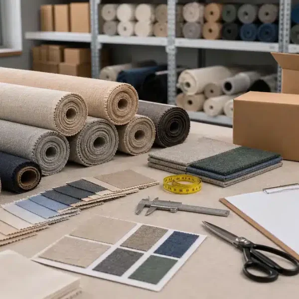 مشهد واقعي لفحص المنسوجات المصرية ضمن مراجعة مستورد