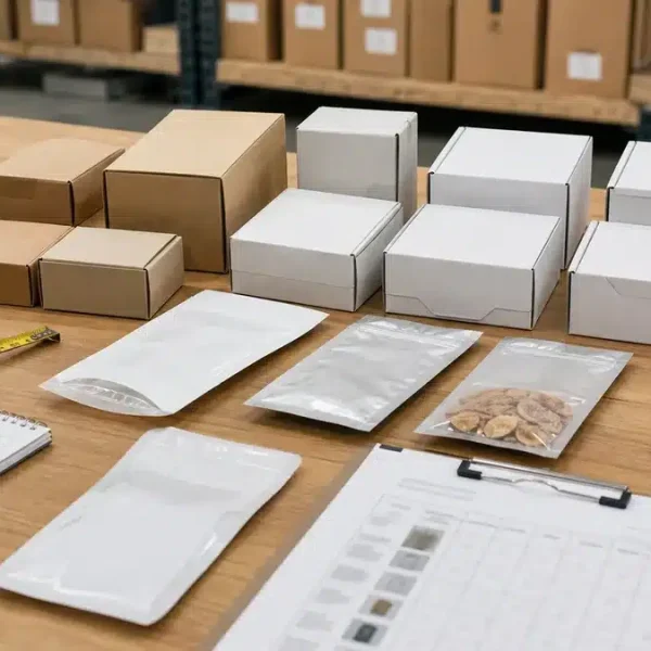 Realistic buyer review scene for compare supplier product samples before importing
